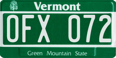 VT license plate OFX072