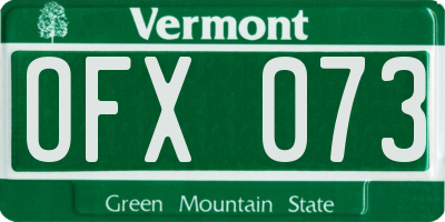 VT license plate OFX073