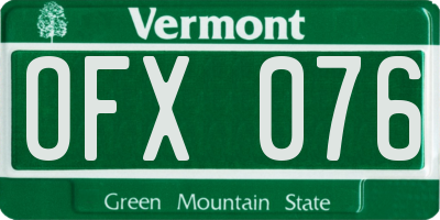 VT license plate OFX076