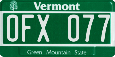 VT license plate OFX077