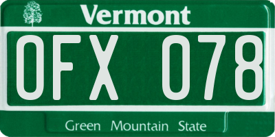 VT license plate OFX078