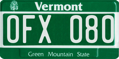 VT license plate OFX080