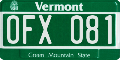 VT license plate OFX081