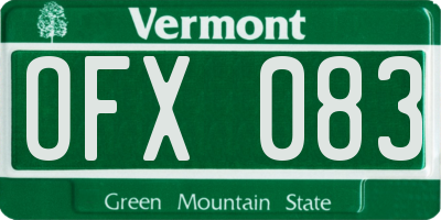 VT license plate OFX083