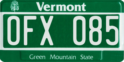 VT license plate OFX085