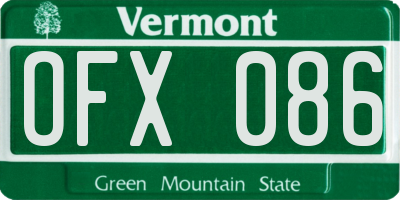 VT license plate OFX086