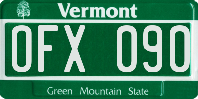 VT license plate OFX090
