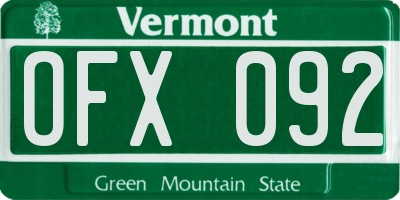 VT license plate OFX092