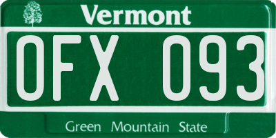 VT license plate OFX093