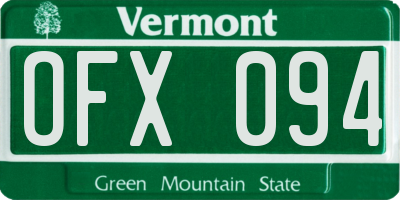 VT license plate OFX094