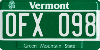 VT license plate OFX098