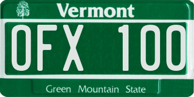 VT license plate OFX100