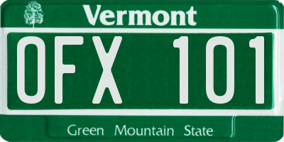 VT license plate OFX101