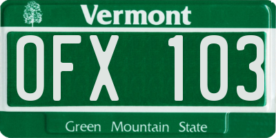 VT license plate OFX103