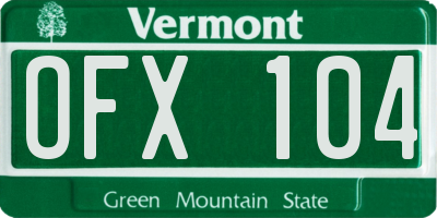 VT license plate OFX104