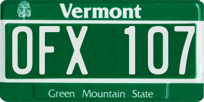 VT license plate OFX107