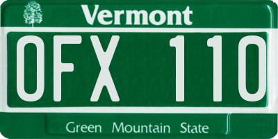 VT license plate OFX110
