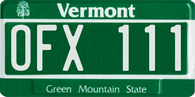 VT license plate OFX111
