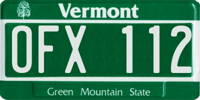 VT license plate OFX112