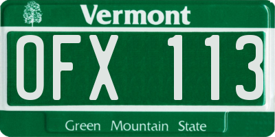 VT license plate OFX113