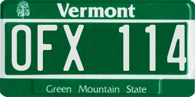 VT license plate OFX114