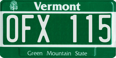 VT license plate OFX115