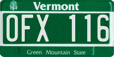 VT license plate OFX116