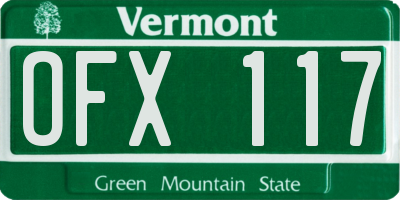 VT license plate OFX117