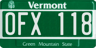 VT license plate OFX118