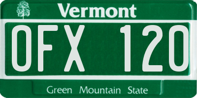 VT license plate OFX120