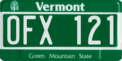 VT license plate OFX121
