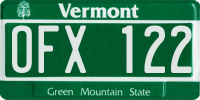 VT license plate OFX122