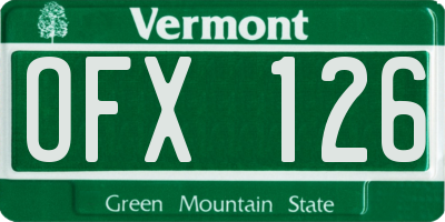 VT license plate OFX126