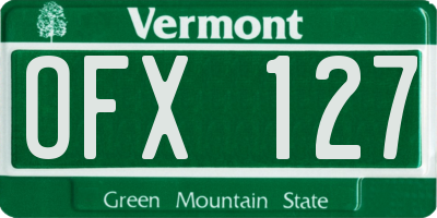 VT license plate OFX127