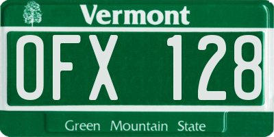 VT license plate OFX128