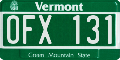 VT license plate OFX131