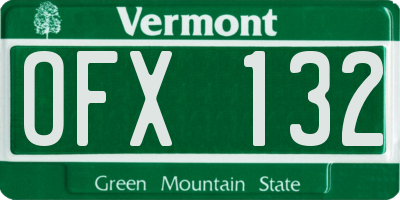 VT license plate OFX132