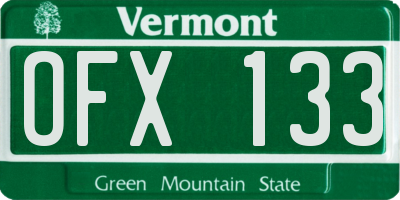 VT license plate OFX133