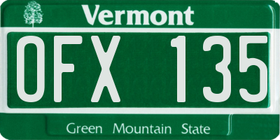 VT license plate OFX135