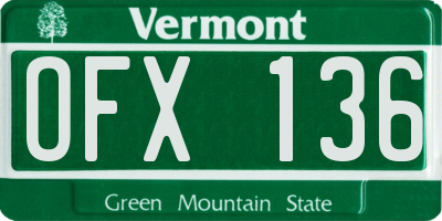 VT license plate OFX136