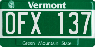 VT license plate OFX137