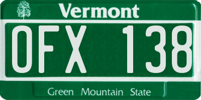 VT license plate OFX138