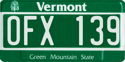VT license plate OFX139