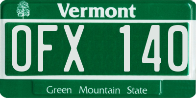 VT license plate OFX140