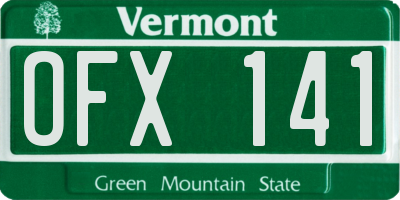 VT license plate OFX141