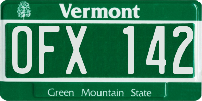 VT license plate OFX142