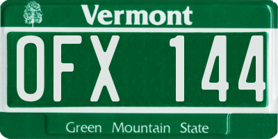 VT license plate OFX144