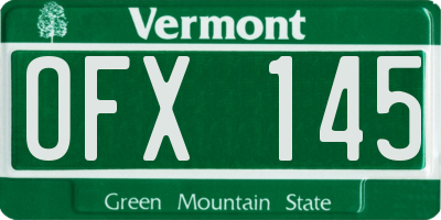 VT license plate OFX145
