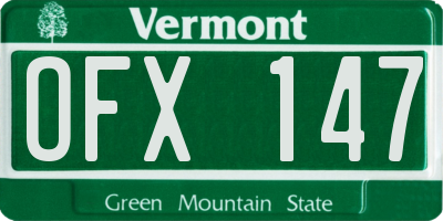 VT license plate OFX147