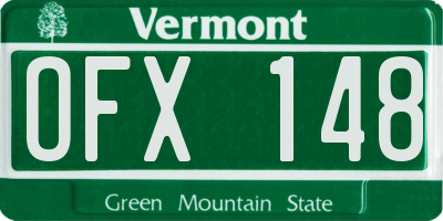 VT license plate OFX148
